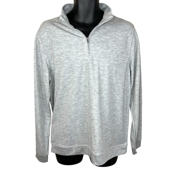 NEW George Light Grey Pullover Jacket Medium Mens Long Sleeve Stretch Zip Collar - Picture 1 of 10